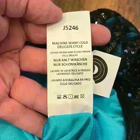 Curtain Call Teal with Black Sequin Overlay Jazz Dance Costume Dress J5246 - Picture 13 of 16